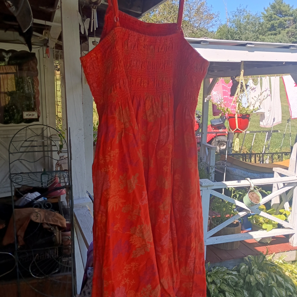 Beautiful Bright Orange Floral Sundress XXL